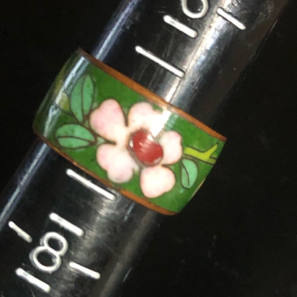 Vintage Wide Band Cloisonné Ring - Picture 3 of 11